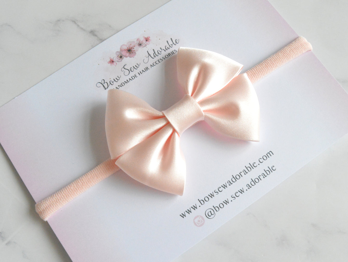 Pale pink satin bias | Hair bow