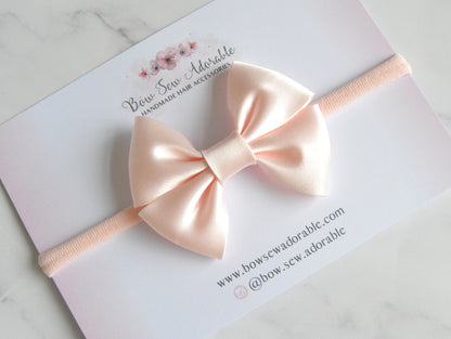 Pale pink satin bias | Hair bow