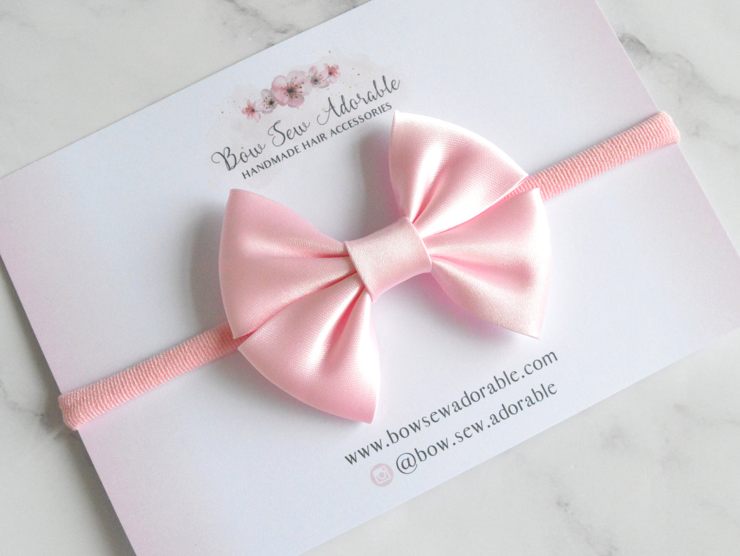 Pale pink satin bias | Hair bow