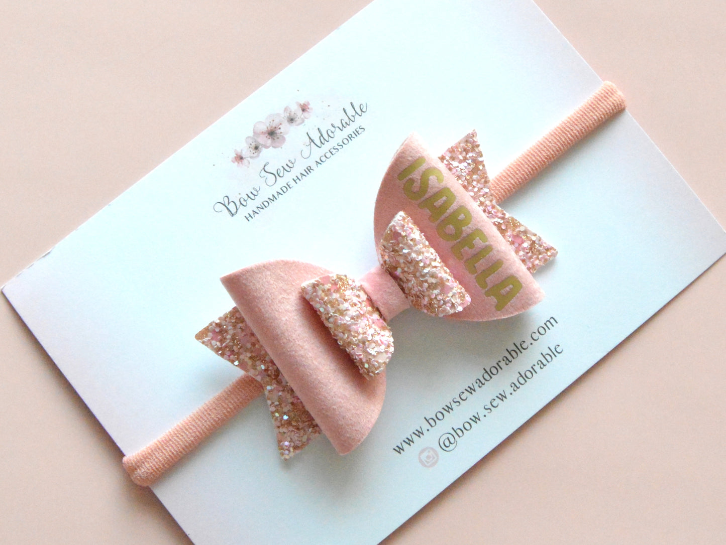 Dusky velvet sparkle | Personalised hair bow