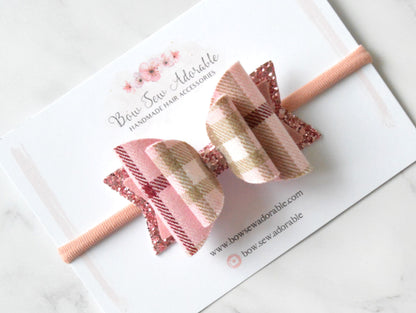 Pink plaid | Hair bow