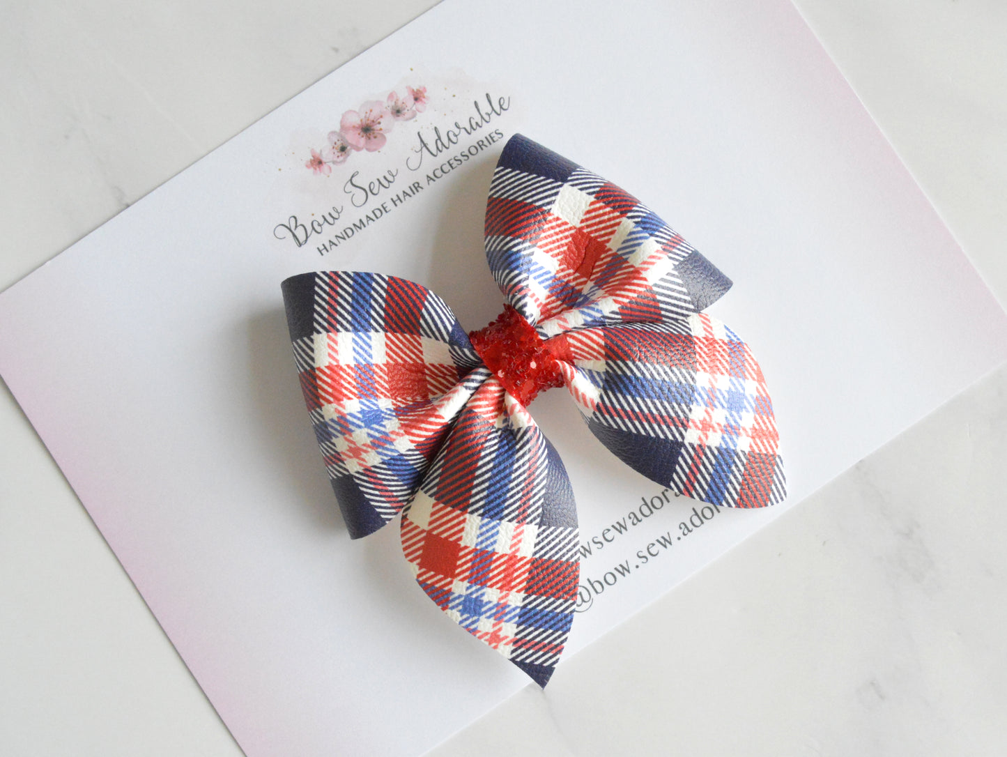 Blue and red plaid | Hair bow