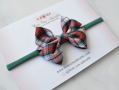 Red & green tartan bias | Hair bow