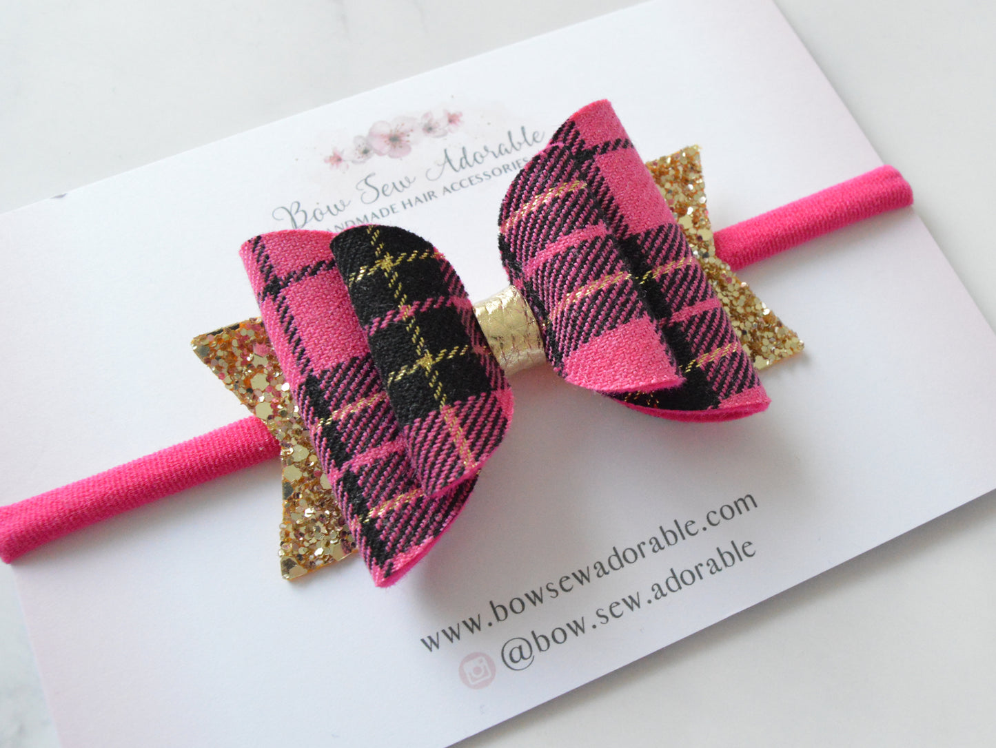 Hot pink tartan | Hair bow