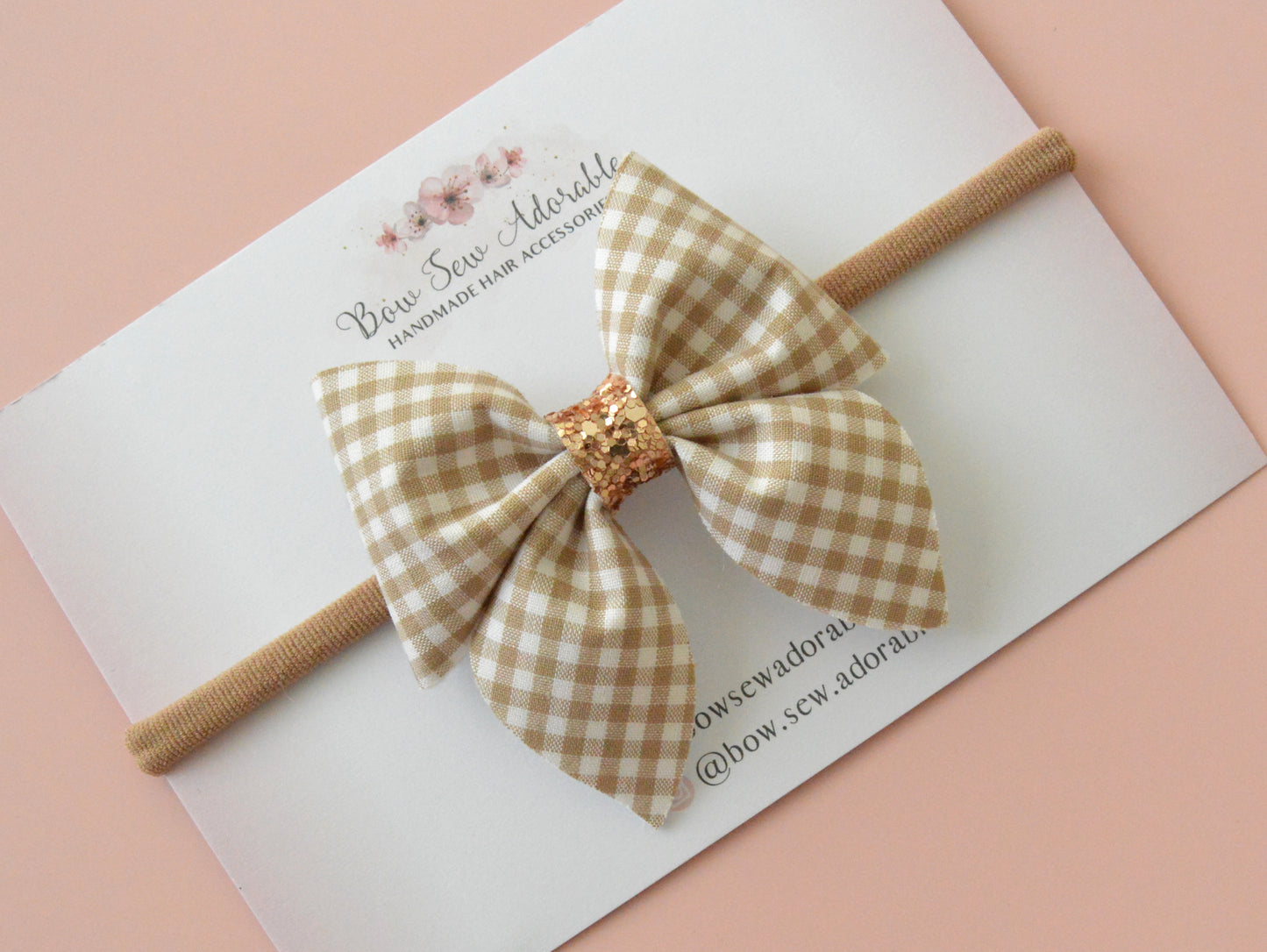 Neutral gingham | Hair bow