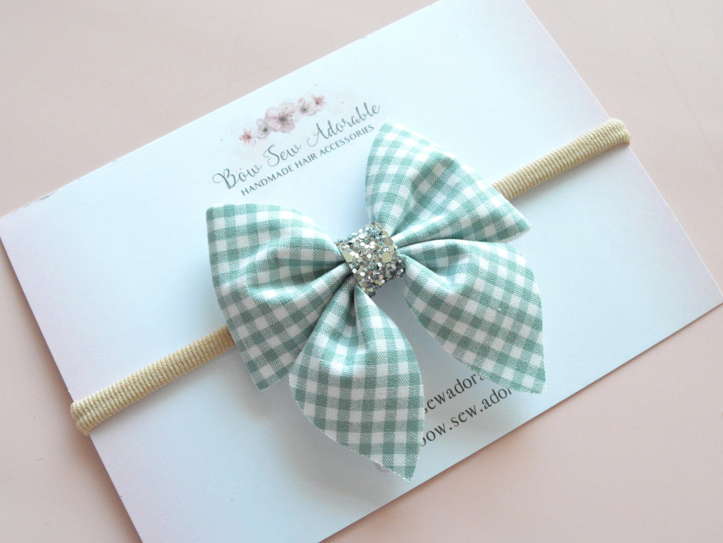 Duck egg gingham | Hair bow