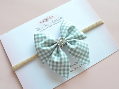 Duck egg gingham | Hair bow