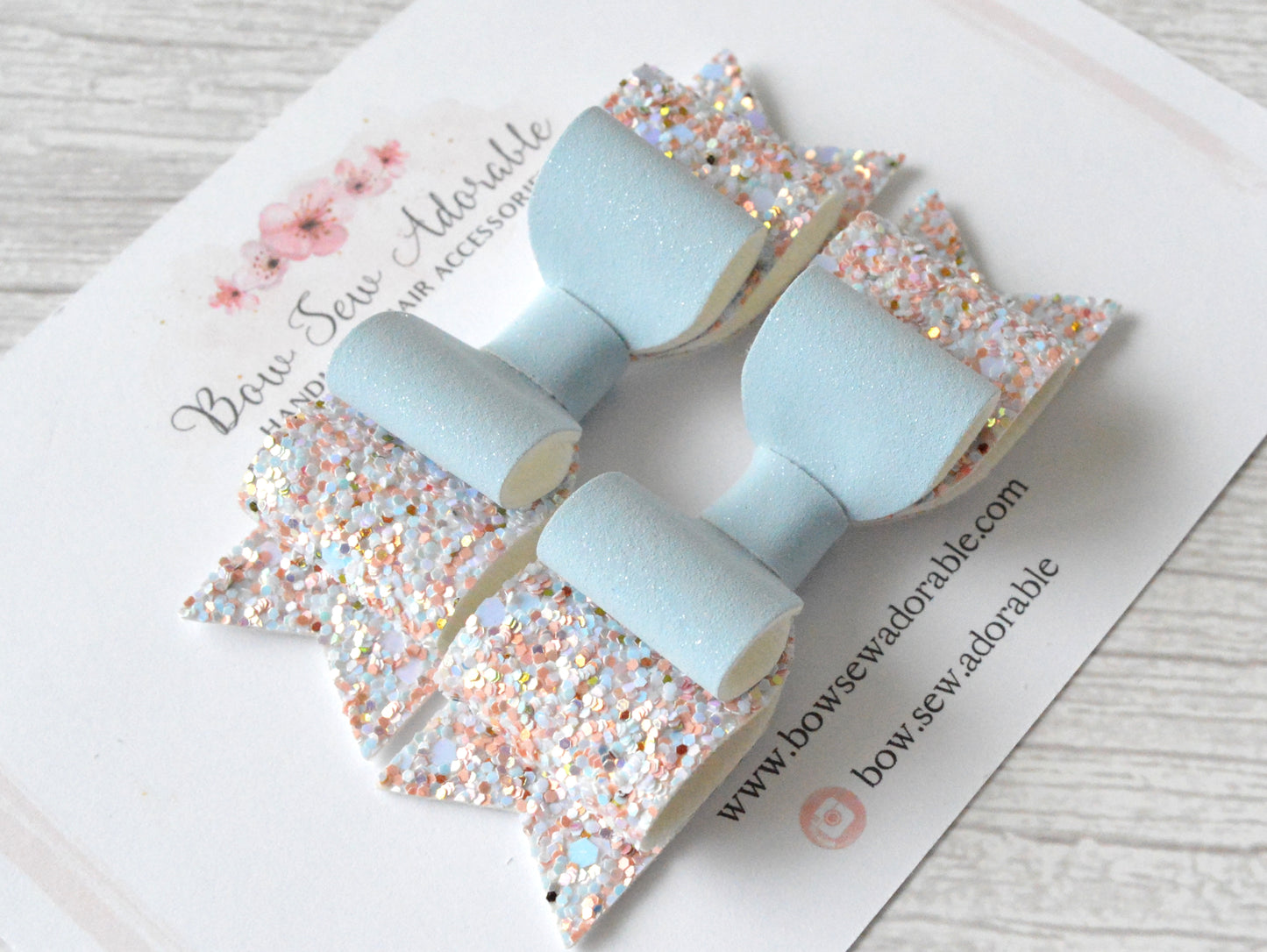 Powder blue piggys | Hair bow set