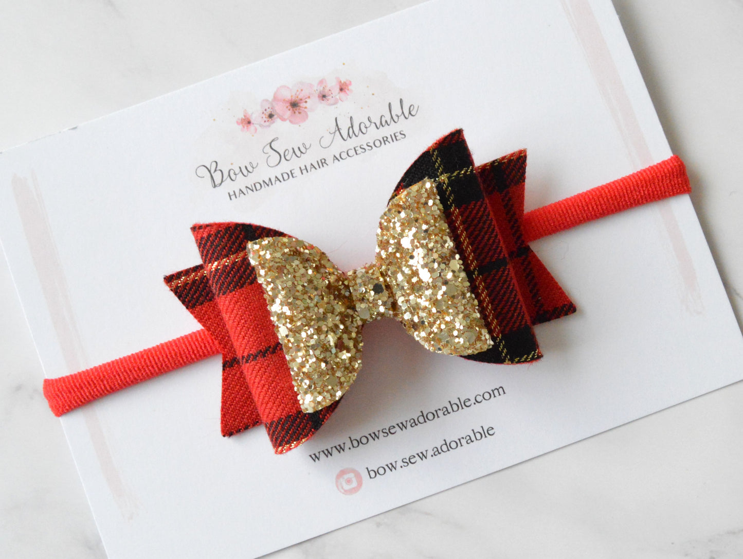 Red and black tartan | Hair bow