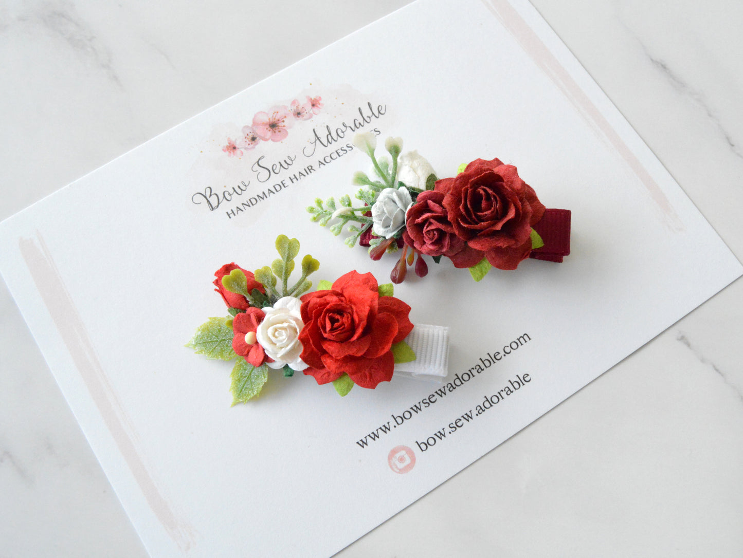 Christmas floral minis | Hair clips