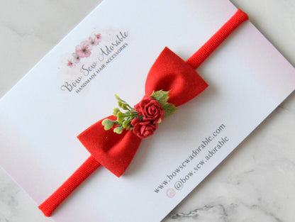 Red pinch floral | Hair bow