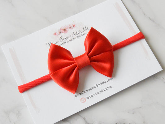 Red Satin bias | Hair bow