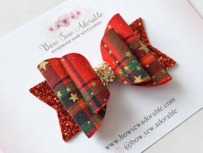 Luxe red tartan | Hair bow