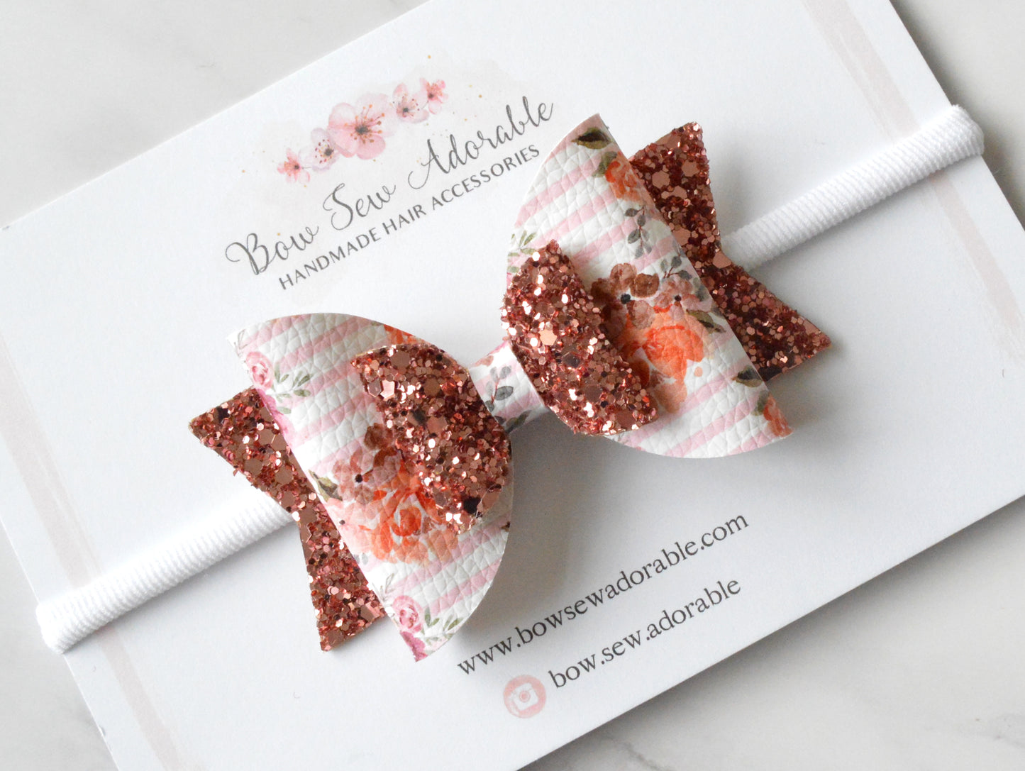 Rose Gold Floral | Hair Bow