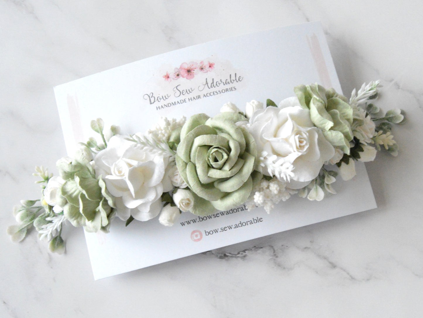 Sage Floral | Flower crown headband or tieback