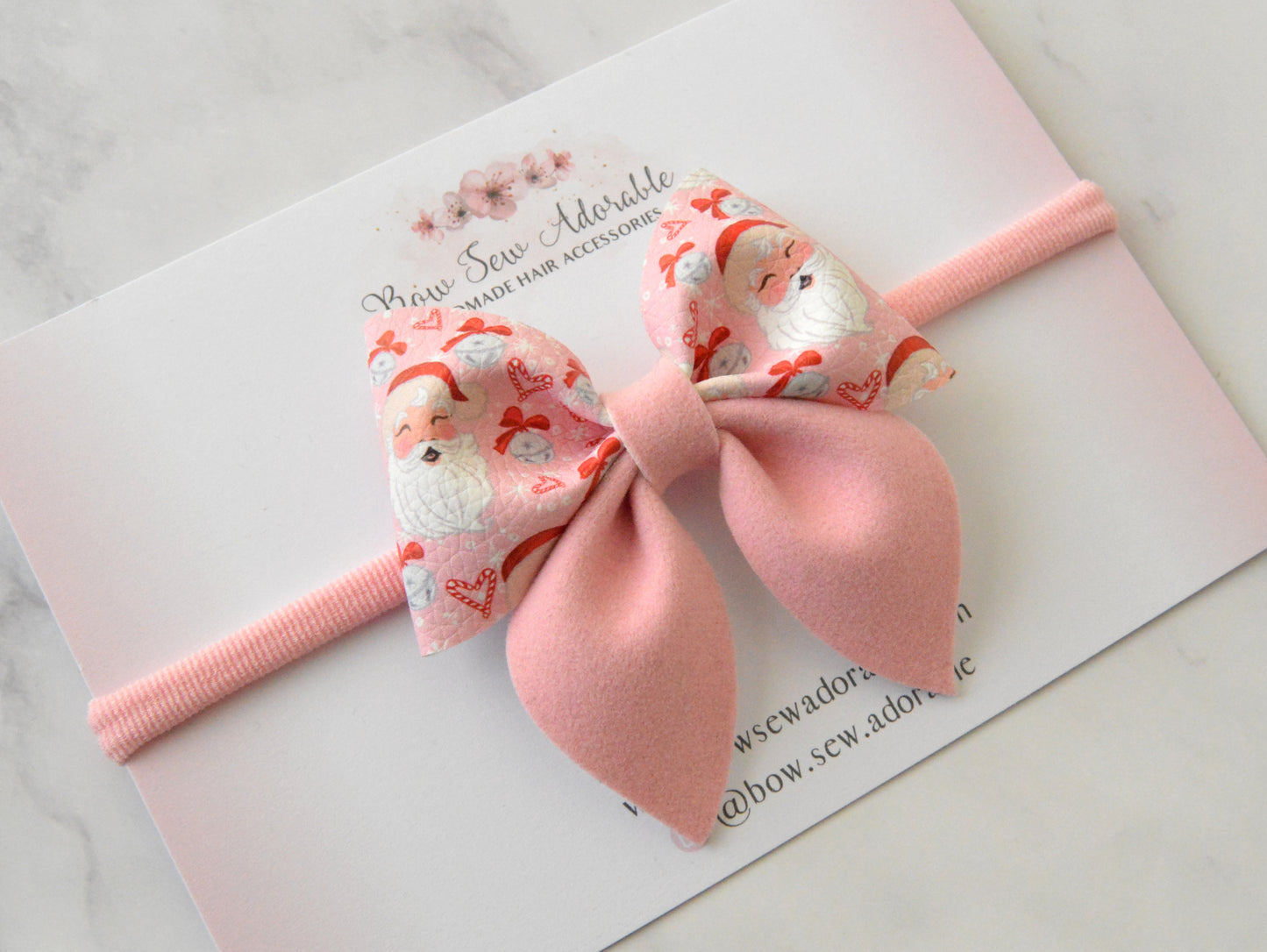 Pink santa sailor | Hair bow