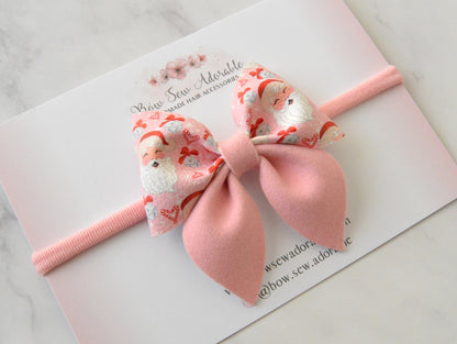 Pink santa sailor | Hair bow