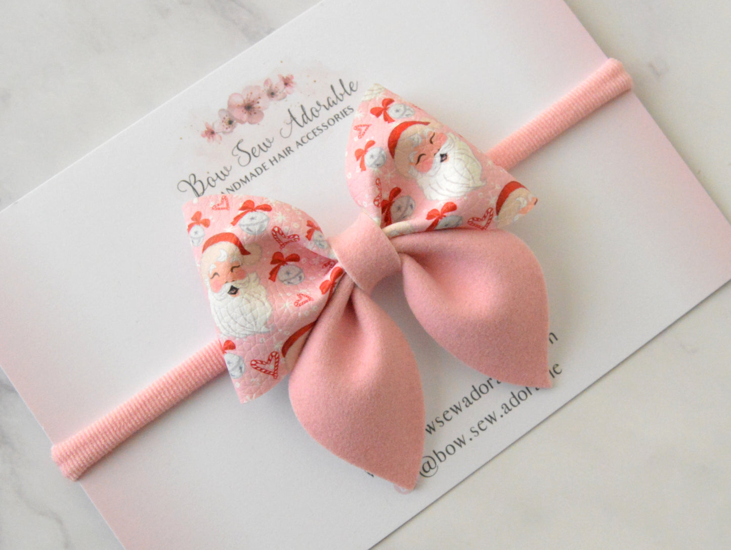 Pink santa sailor | Hair bow