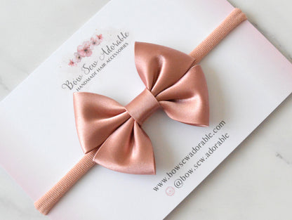 Dusky pink satin bias | Hair bow