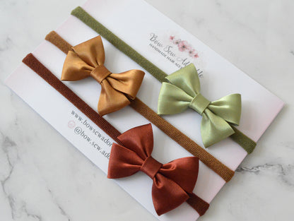 Mini autumn satin pretties | Hair bow set/individual