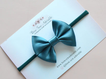 Ocean blue satin bias | Hair bow