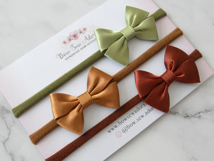 Mini autumn satin pretties | Hair bow set/individual