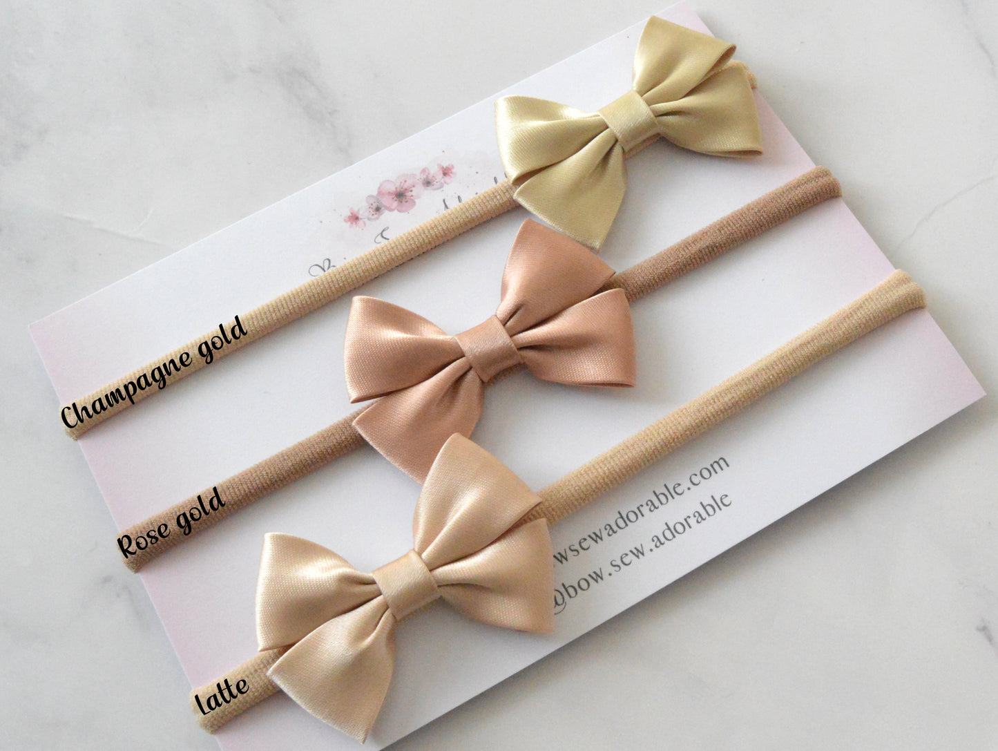 Mini satin nudes | Hair bow set/individual