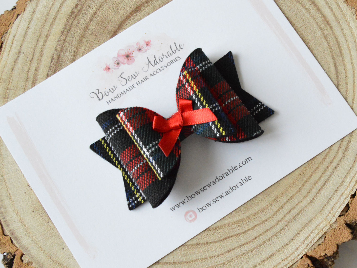 Stewart black tartan | Hair bow