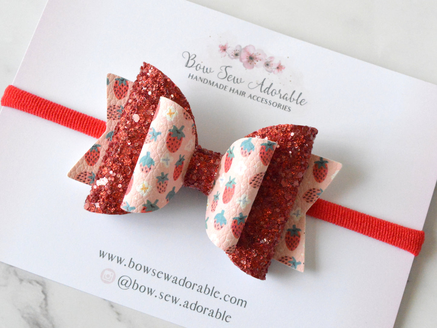 Mini strawberries | Hair bow