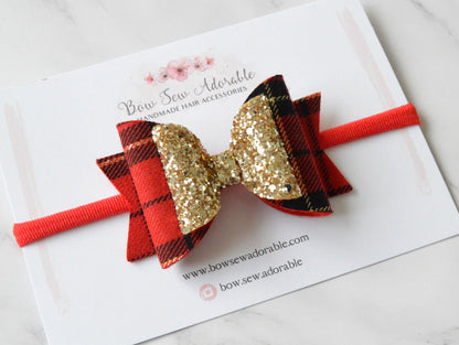 Red and black tartan | Hair bow