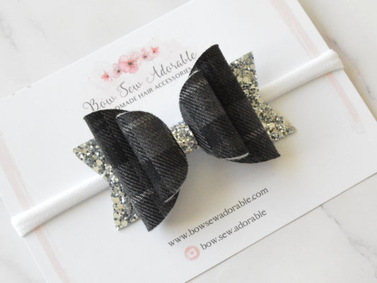 Grey tartan | Hair bow