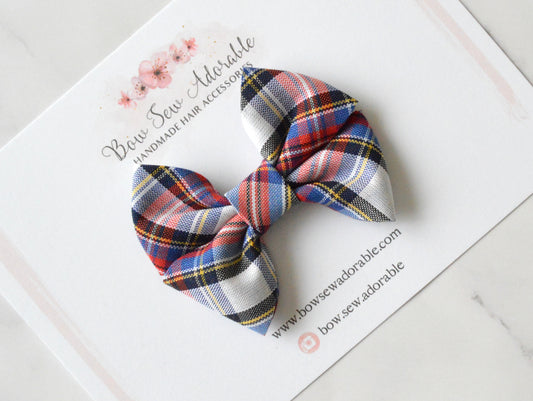 Blue & red bias tartan | Hair bow