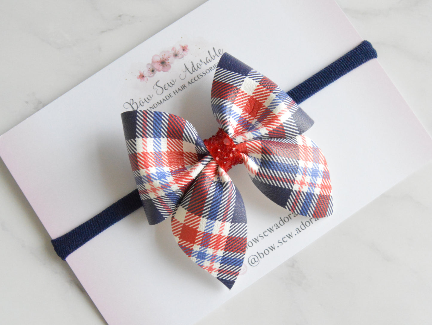 Blue and red plaid | Hair bow