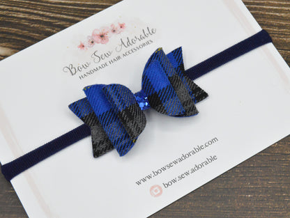 Cobalt Blue Tartan | Hair bow