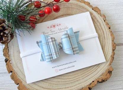 Baby blue tartan | Hair bow