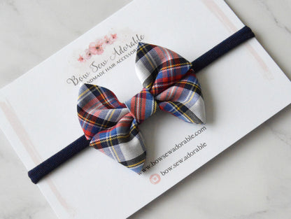 Blue & red bias tartan | Hair bow