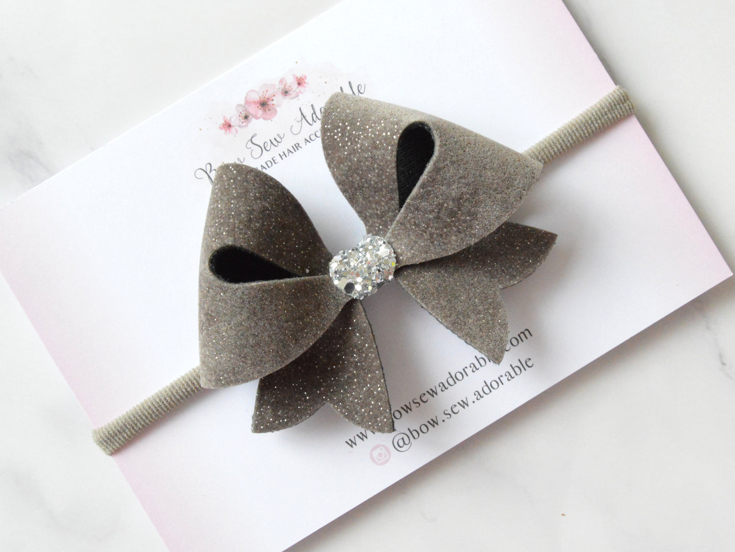 Grey velvet | Hair bow