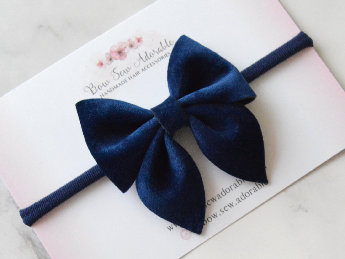 Navy velvet sailor | Hair bow