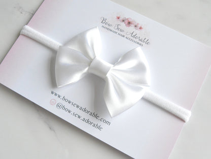 White satin bias | Hair bow