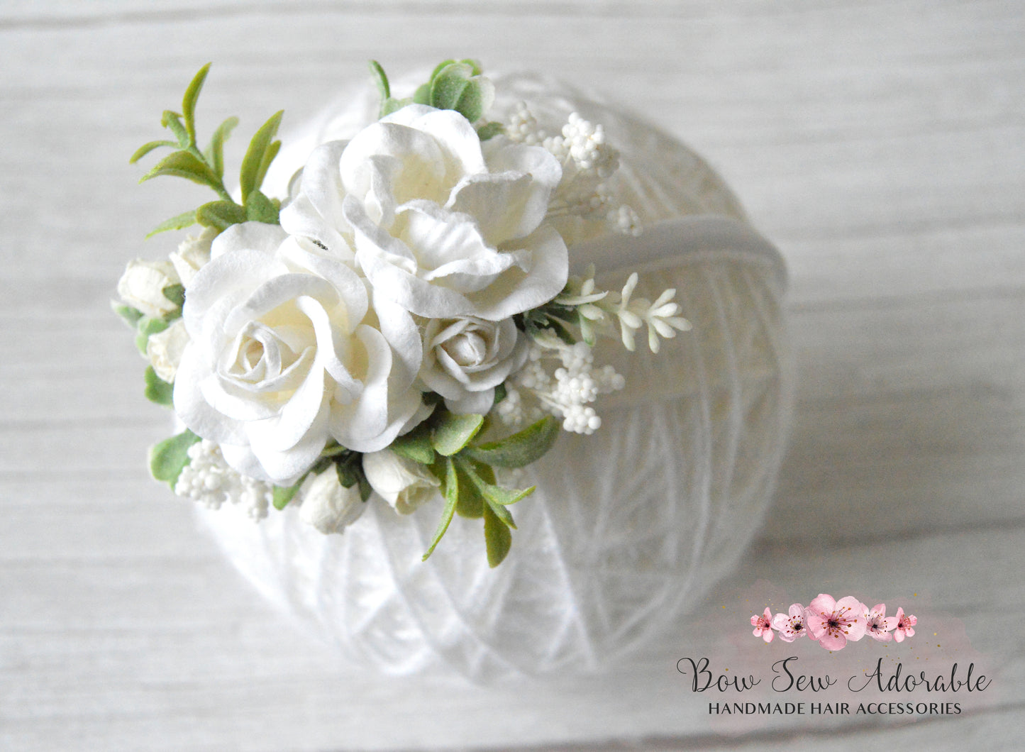 White rose bloom | Flower clip/headband/alice band