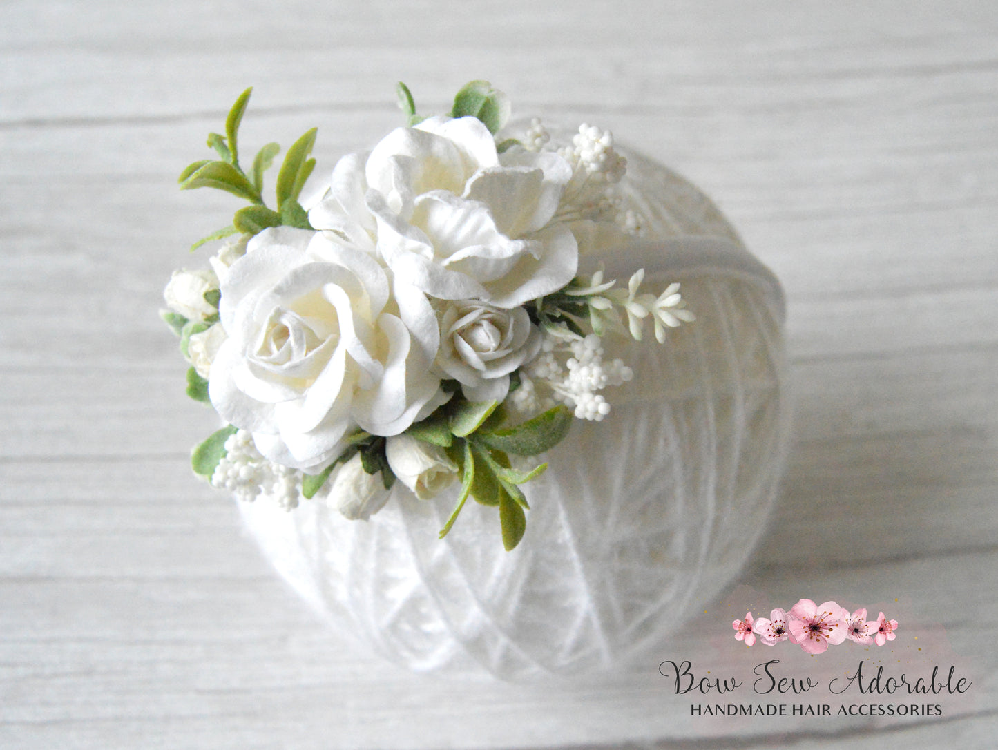 White rose bloom | Flower clip/headband/alice band