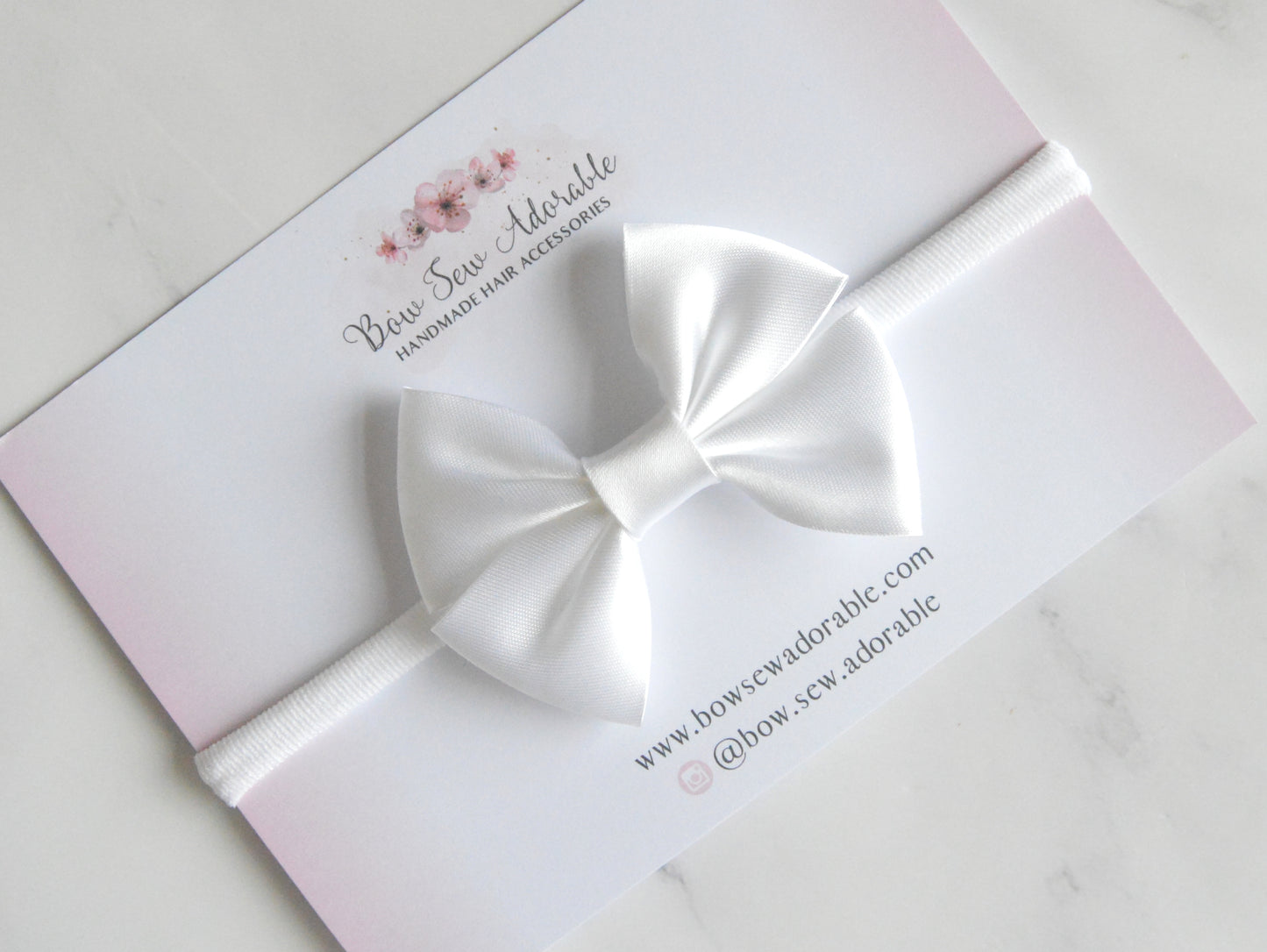 White satin bias | Hair bow