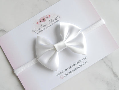 White satin bias | Hair bow