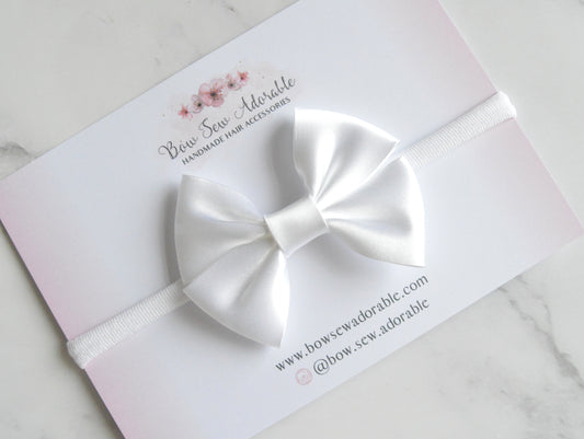 White satin bias | Hair bow